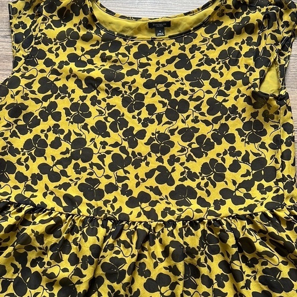 ANN TAYLOR Factory Lined Peplum Floral Blouse—SZ. Med Cap Sleeve - Picture 3 of 7